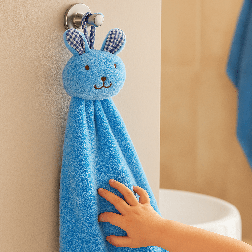 Serviette de main bébé - Cigogne et bébé