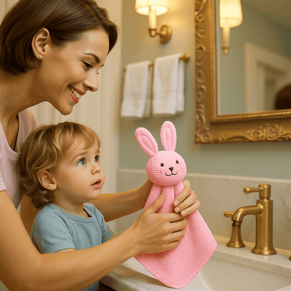 Serviette de main bébé - Cigogne et bébé