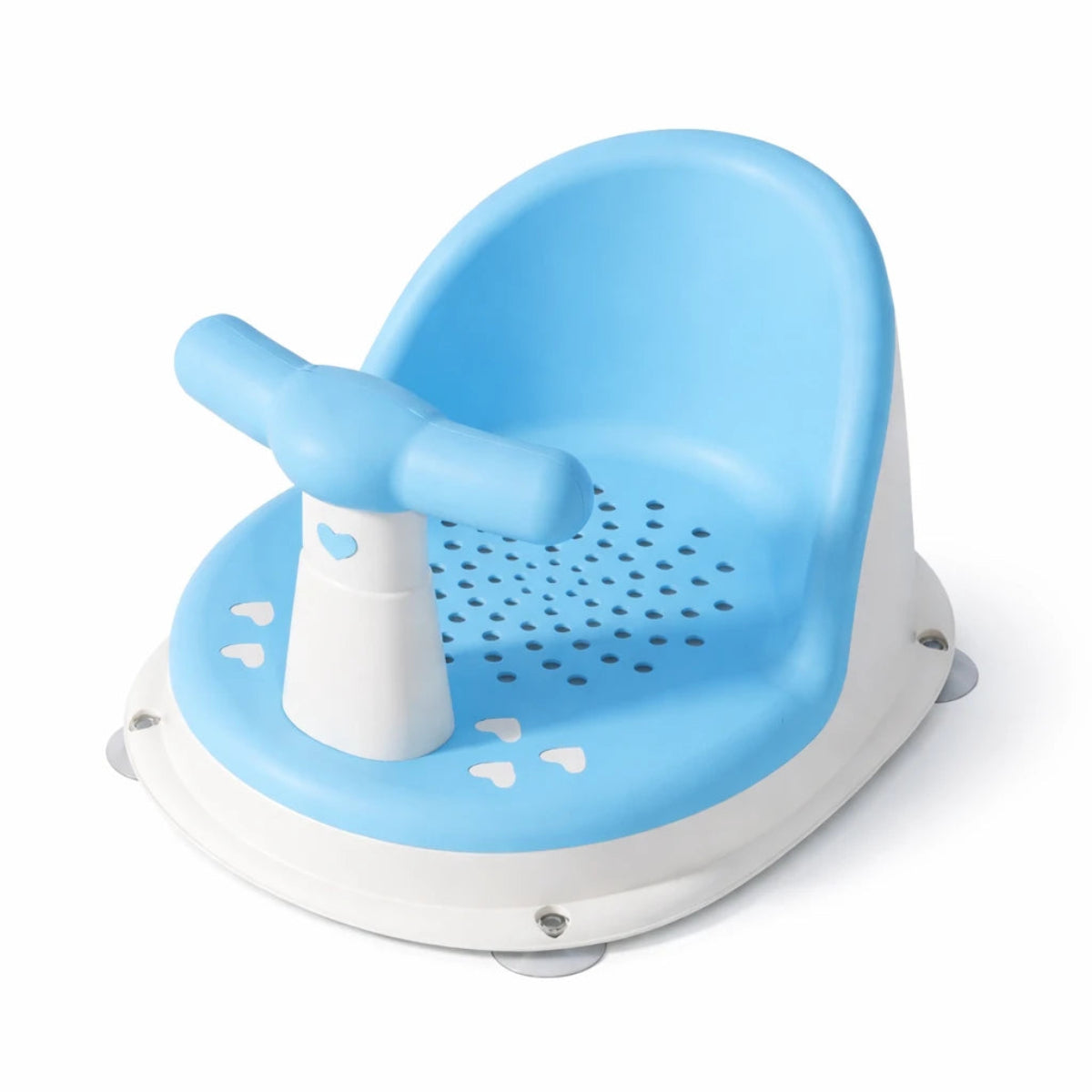 Siège de bain bébé bleu antidérapant avec système de ventouses et maintien sécurisé