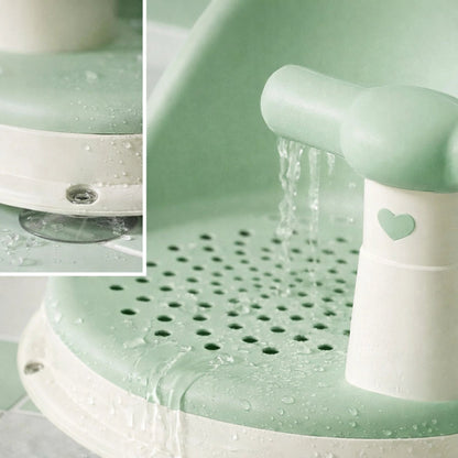 Siège de bain bébé avec ventouse antidérapante et système de drainage pour évacuation de l’eau