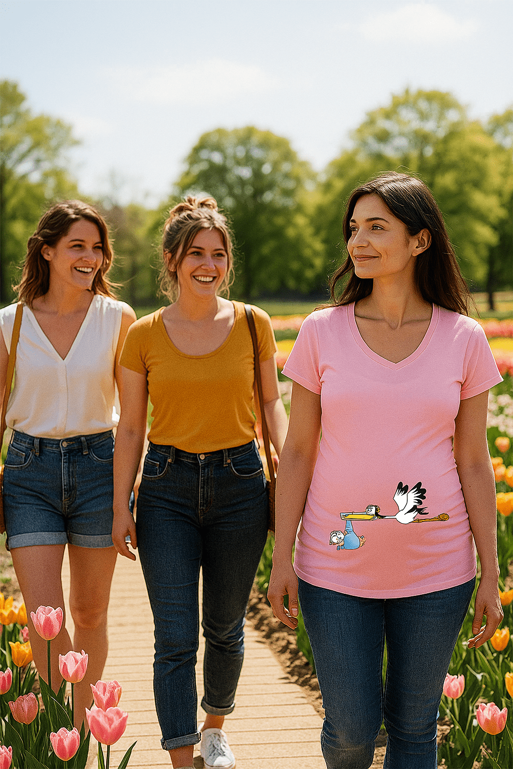 T-shirt de maternité - Cigogne et bébé