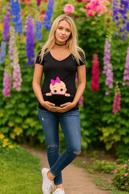 T-shirt de maternité - Cigogne et bébé