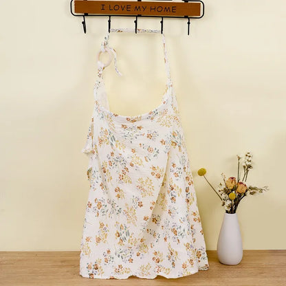 Tablier d’allaitement à fleurs jaunes et vertes motif floral