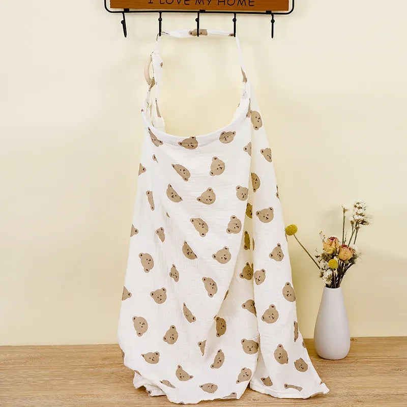 Tablier d’allaitement blanc avec motifs têtes d’oursons