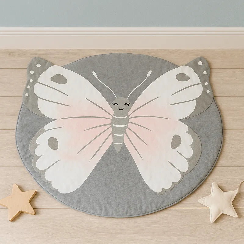 Tapis papillon gris rose pour chambre bébé moderne décoratif