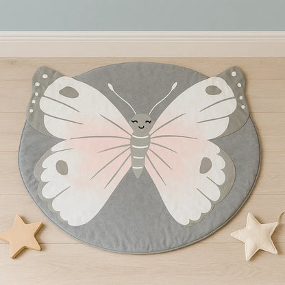 Tapis papillon gris rose pour chambre bébé moderne décoratif