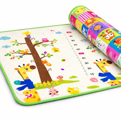 Tapis d’éveil bébé pliable motif girafe avec toise de mesure intégrée épaisseur 1 cm