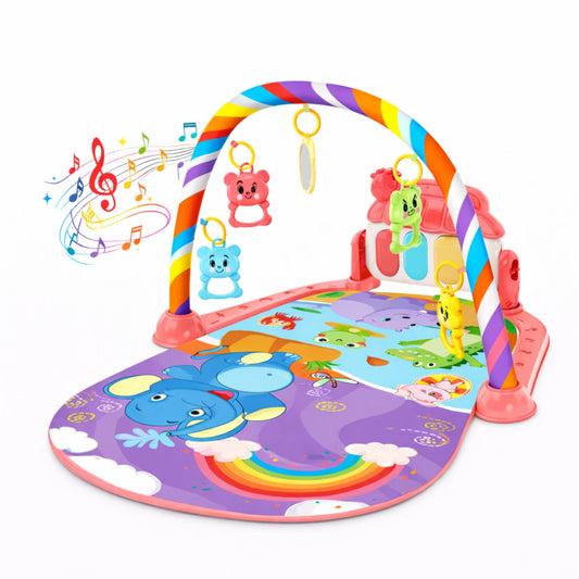 is d’éveil musical bébé avec arche colorée et illustration de notes de musique