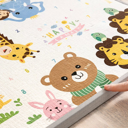 Tapis de jeu bébé pliable avec motifs animaux jungle, texture antidérapante et bordures renforcées