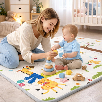 Tapis de jeu bébé épais avec maman et bébé en moment d’interaction et d’éveil