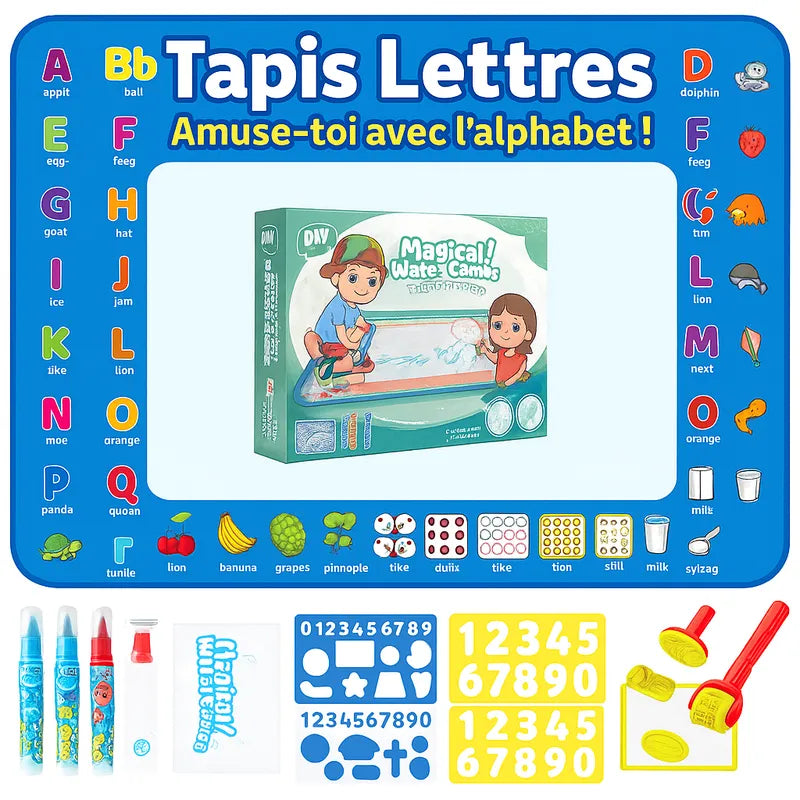 Tapis de dessin magique pour enfant – Alphabet et lettres colorées
