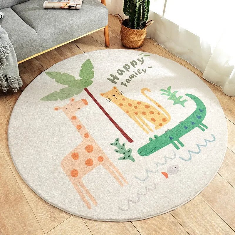 Tapis rond - Cigogne et bébé