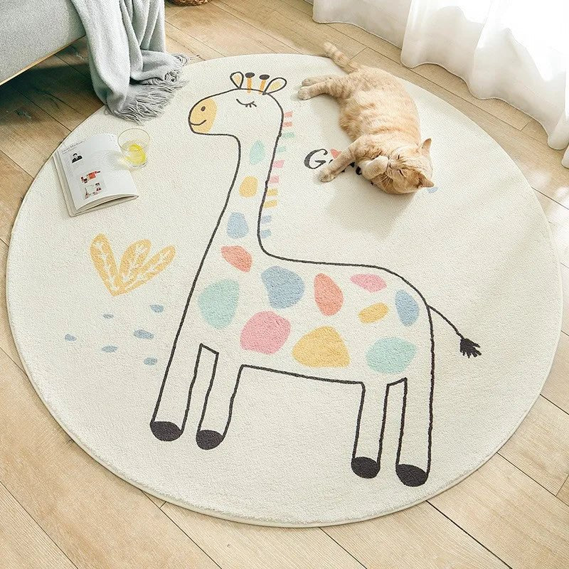 Tapis rond - Cigogne et bébé