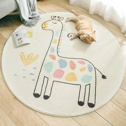 Tapis rond - Cigogne et bébé