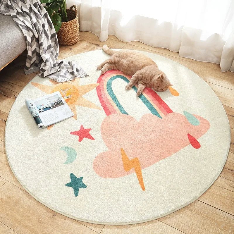 Tapis rond - Cigogne et bébé