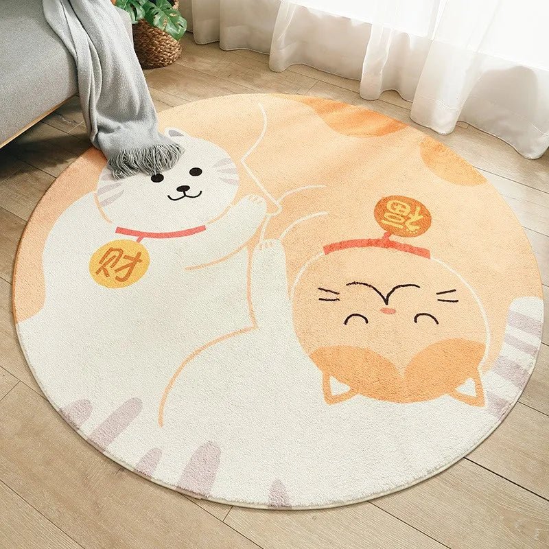 Tapis rond - Cigogne et bébé