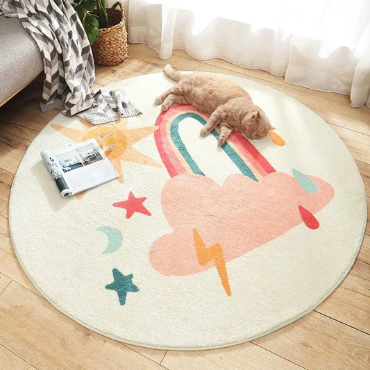 Tapis rond - Cigogne et bébé