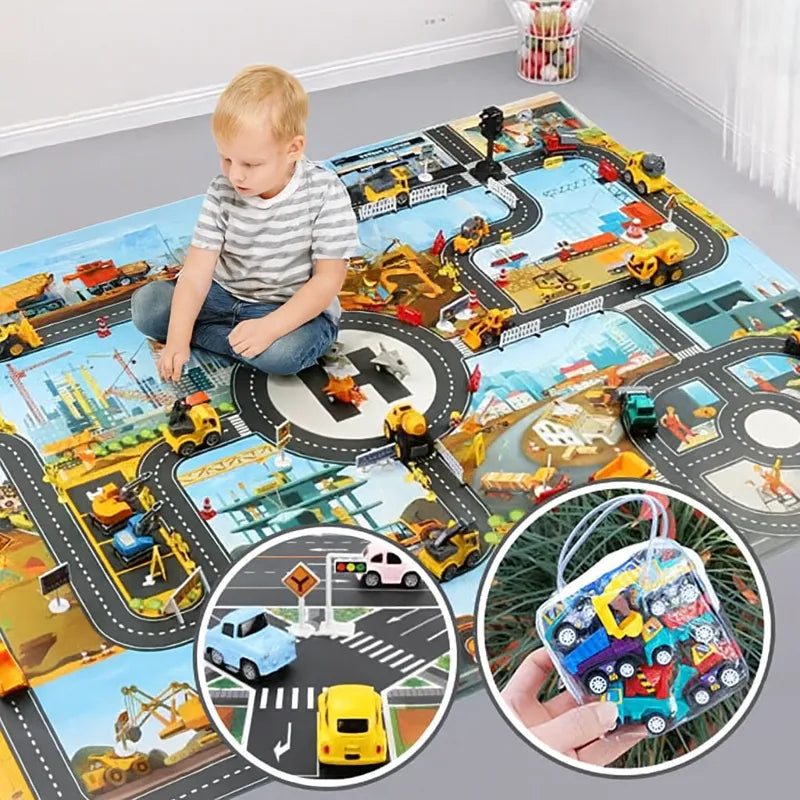Enfant qui joue sur un tapis de jeu