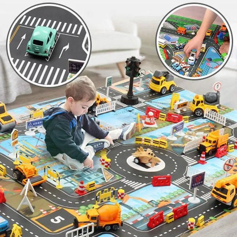 enfant qui joue sur un tapis de jeu