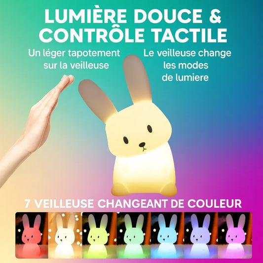 Veilleuse lapin tactile 7 couleurs changeantes pour chambre