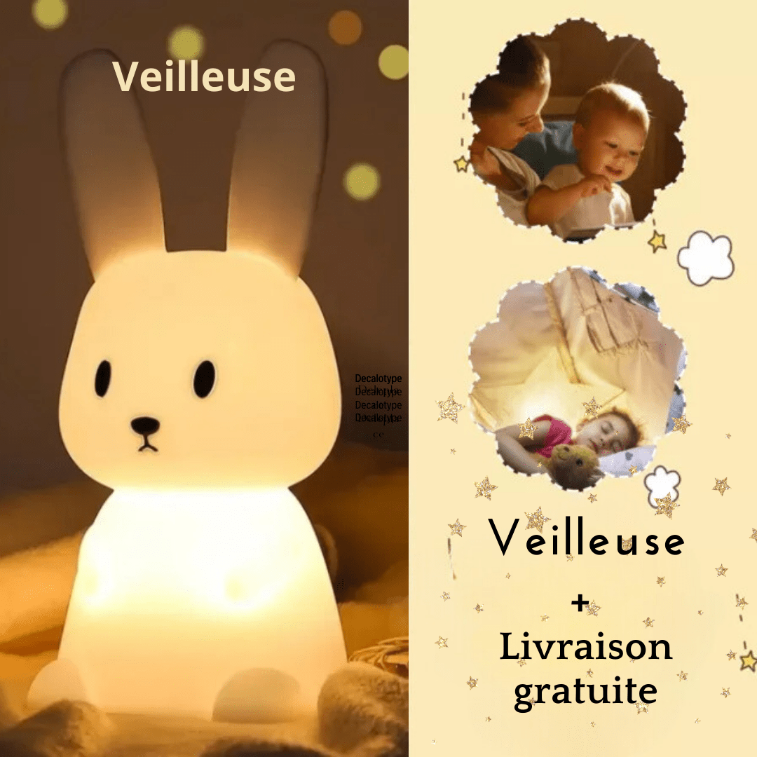 Veilleuse lapin - Cigogne et bébé