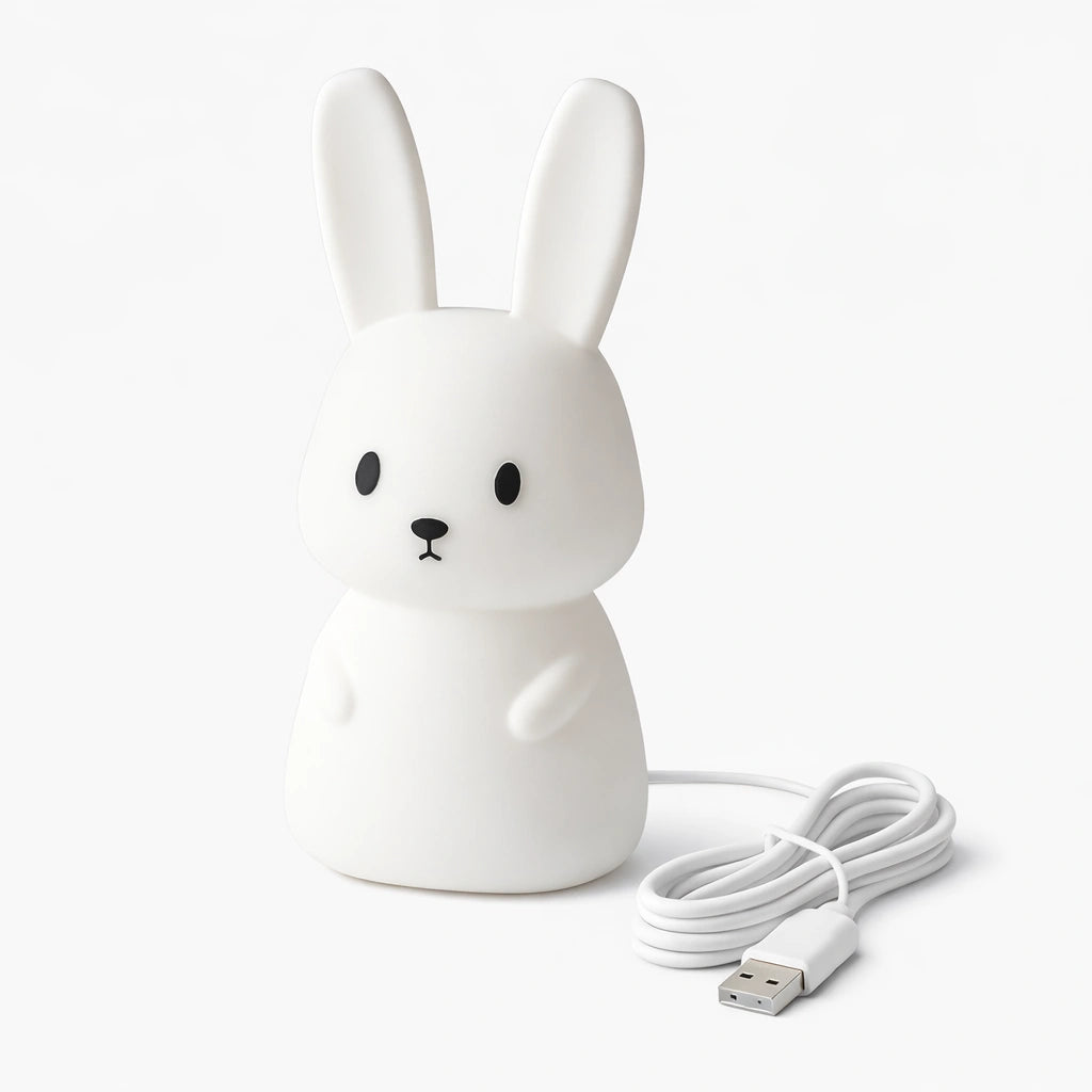 veilleuse lapin bébé LED blanche avec câble USB rechargeable