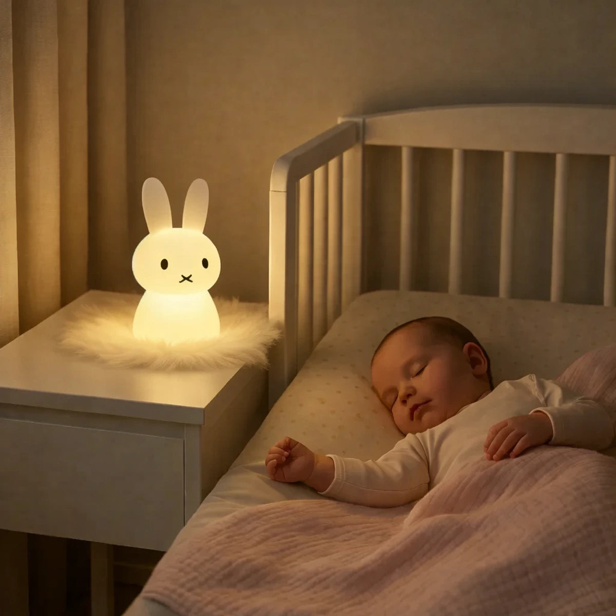 Veilleuse lapin bébé lumière douce lampe de nuit enfant silicone sécurisée dans chambre de bébé