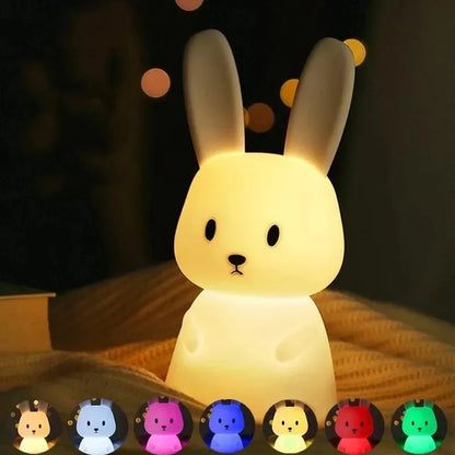 Veilleuse lapin LED multicolore pour chambre enfant