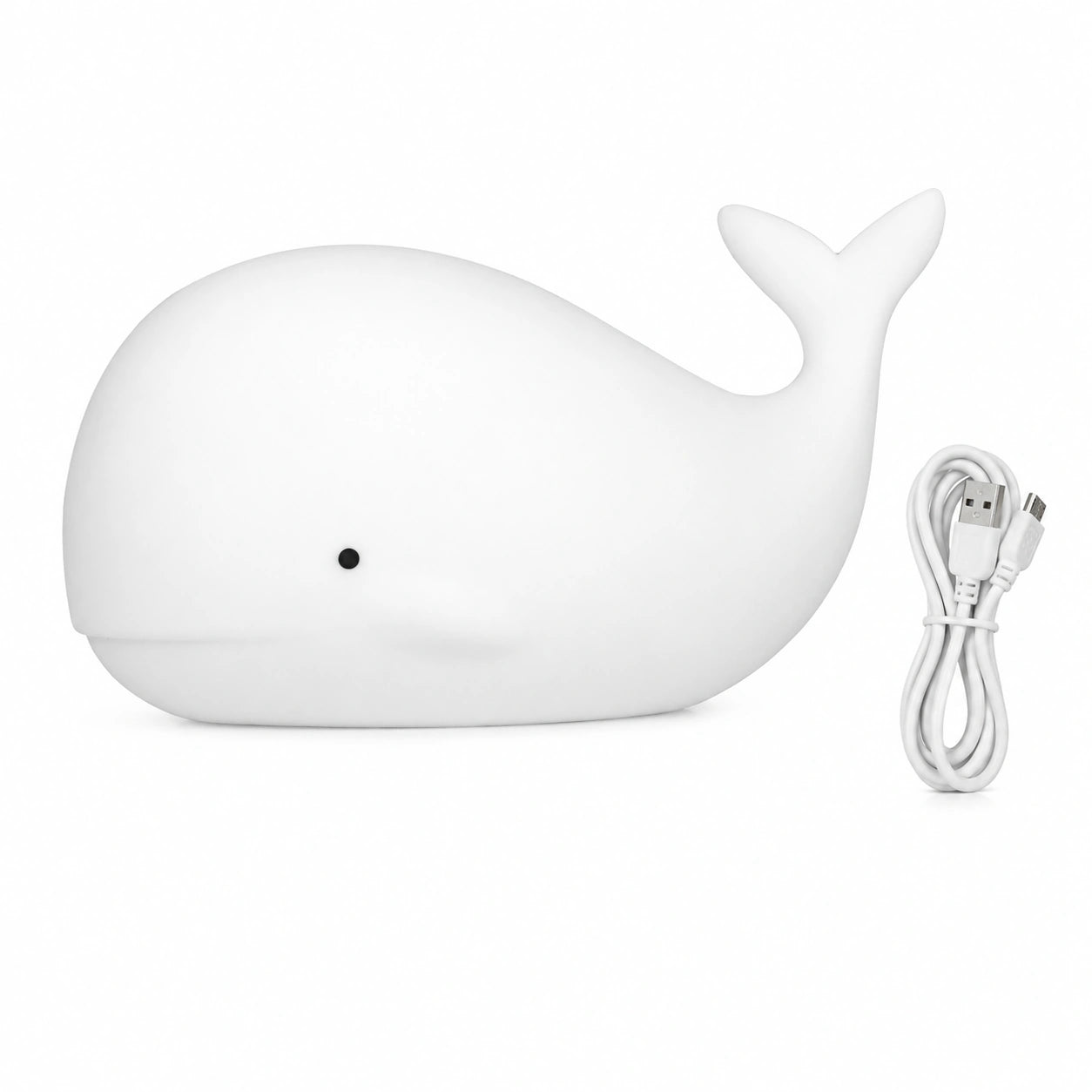 Veilleuse LED baleine rechargeable USB en silicone avec câble USB pour bébé.