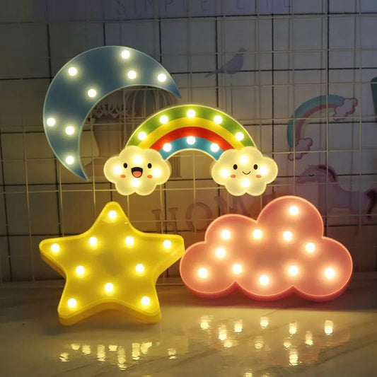 Veilleuse led pour chambre d'enfant - Cigogne et bébé