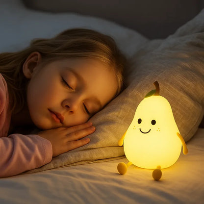 Veilleuse bébé poire lumineuse apaisante enfant qui dort paisiblement