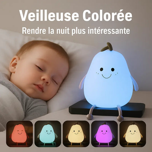 Veilleuse bébé poire rechargeable sécurisée pour enfants nuits colorées paisibles