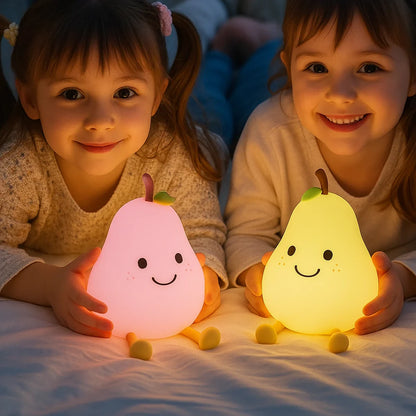 veilleuse poire bébé LED multicolore douce avec enfants ambiance nuit apaisante