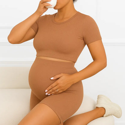 Vêtement de grossesse ensemble de maternité camel confortable