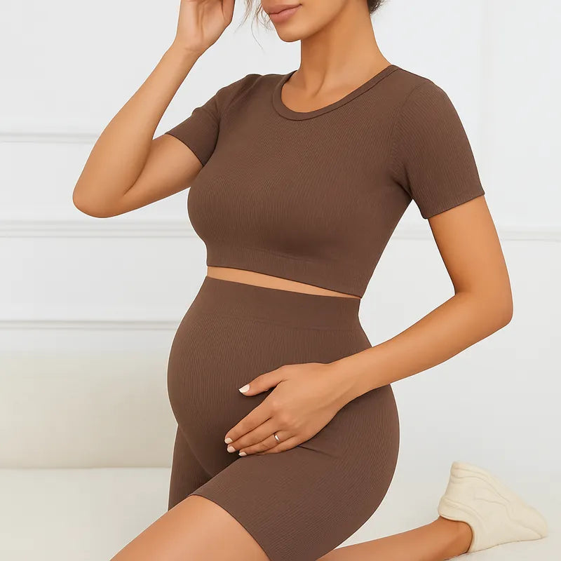 Vêtement de grossesse ensemble de maternité marron chic
