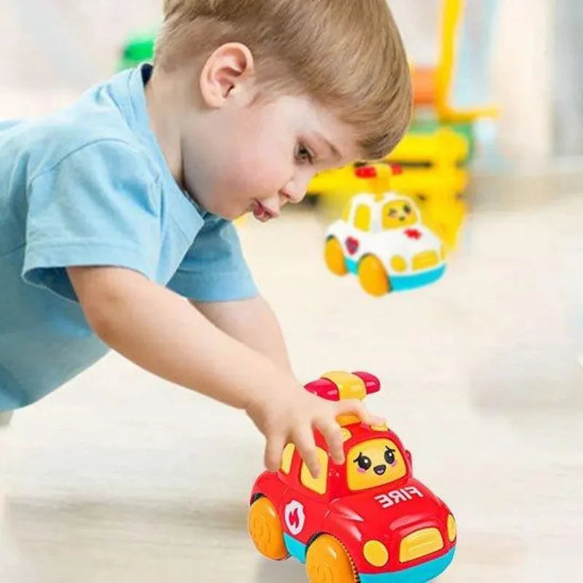 Voiture jouet bébé camion de pompier press and go sans batterie pour enfants